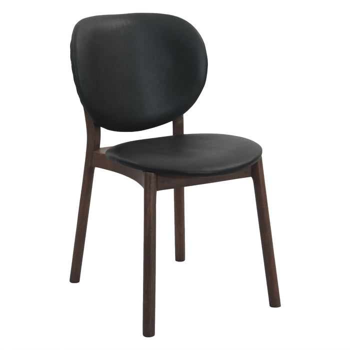 Parker 18" Round Back Dining Chair in Black Leather and Wood - World Interiors