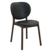 Parker 18" Round Back Dining Chair in Black Leather and Wood - World Interiors