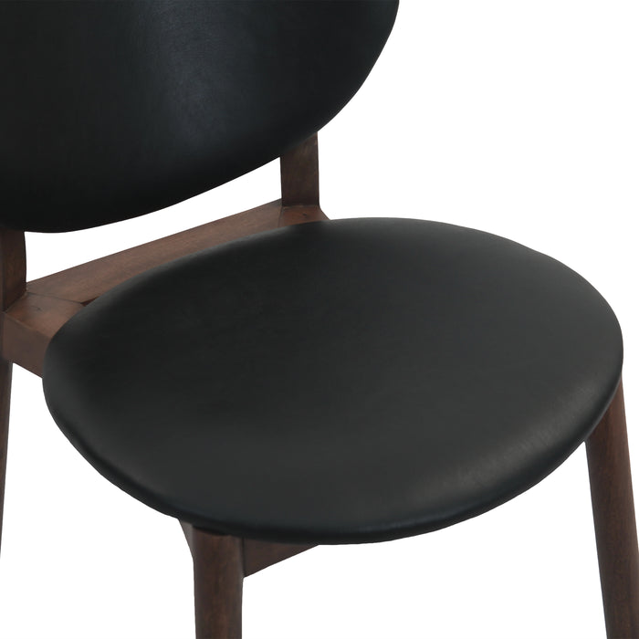 Parker 18" Round Back Dining Chair in Black Leather and Wood - World Interiors