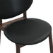 Parker 18" Round Back Dining Chair in Black Leather and Wood - World Interiors