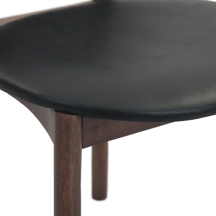 Parker 18" Round Back Dining Chair in Black Leather and Wood - World Interiors