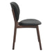 Parker 18" Round Back Dining Chair in Black Leather and Wood - World Interiors