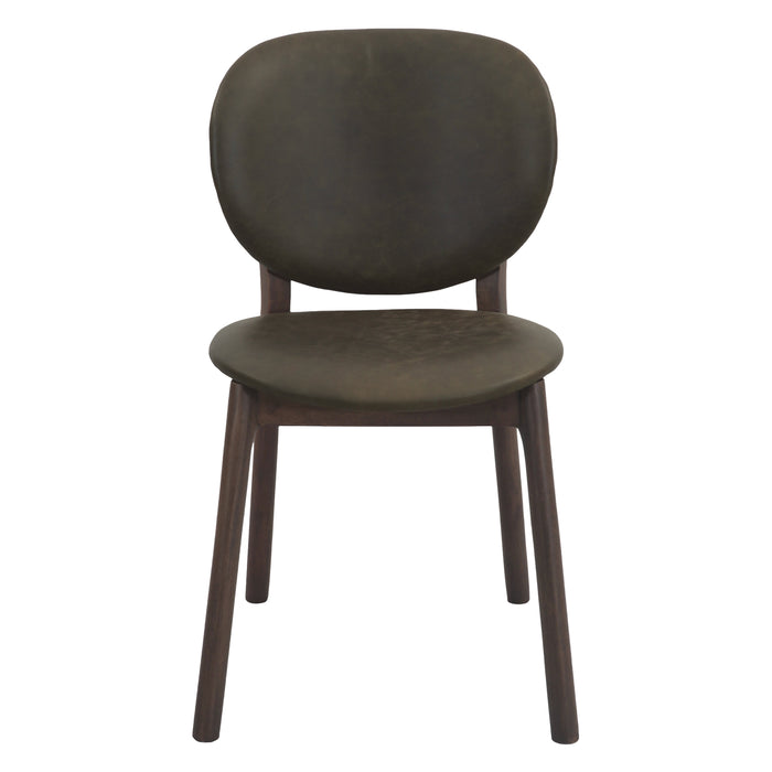 Parker 18" Round Back Dining Chair in Leather and Wood