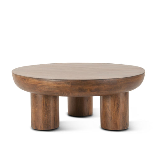 Noto 39" Round Coffee Table in Acorn Brown - World Interiors
