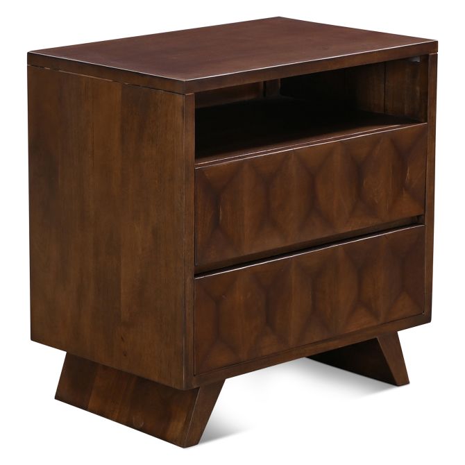 Lisbon Mid - Century Nightstand in Matte Brown - World Interiors