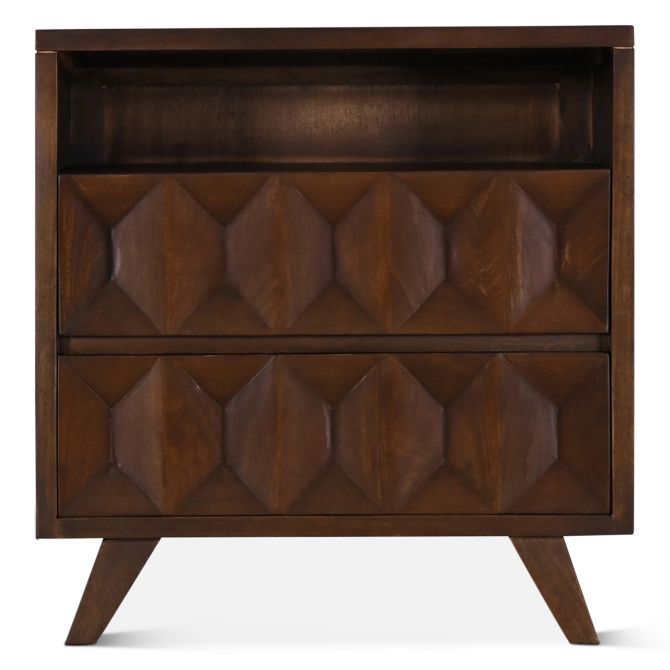 Lisbon Mid - Century Nightstand in Matte Brown - World Interiors