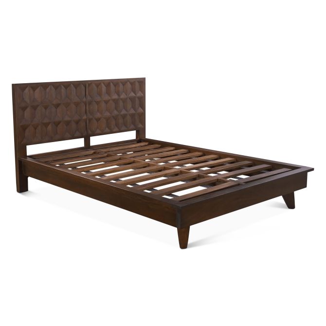 Lisbon Mid - Century Bed in Matte Brown - World Interiors