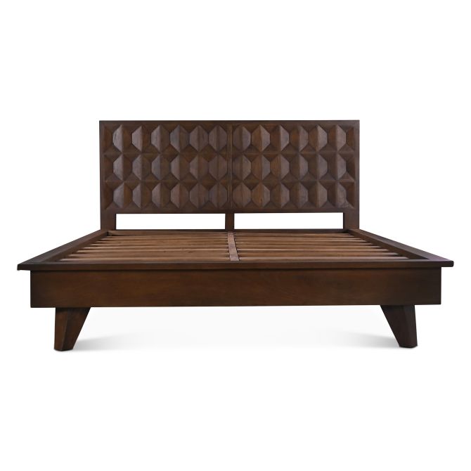 Lisbon Mid-Century Bed in Matte Brown - World Interiors