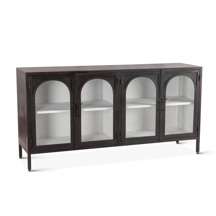 Neapolitan Iron and Glass Sideboard in Matte Black - World Interiors