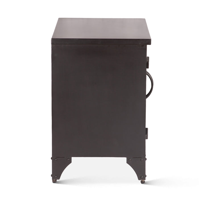 Neapolitan Iron and Glass Side Table in Matte Black - World Interiors