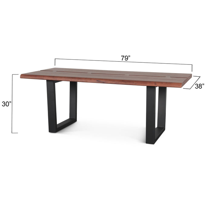 Yarrow 79" Dining Table in Light Sequoia with Gunmetal Legs - World Interiors