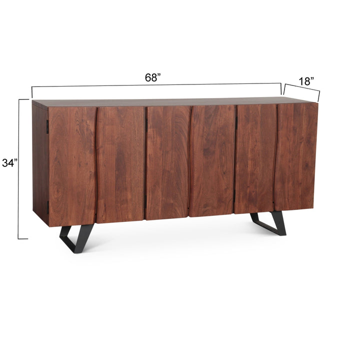 Yarrow 68" Acacia Wood Sideboard in Light Sequoia - World Interiors