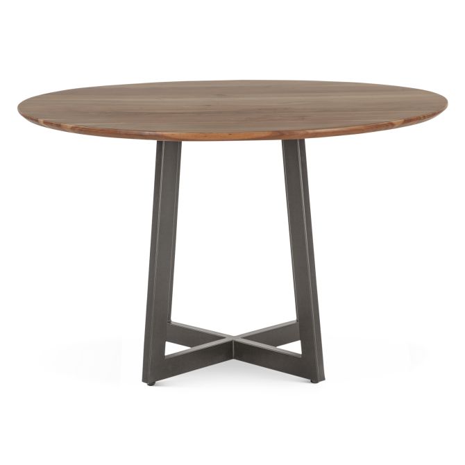 Sorrento 48" Smoked Acacia Wood and Iron Dining Table - World Interiors