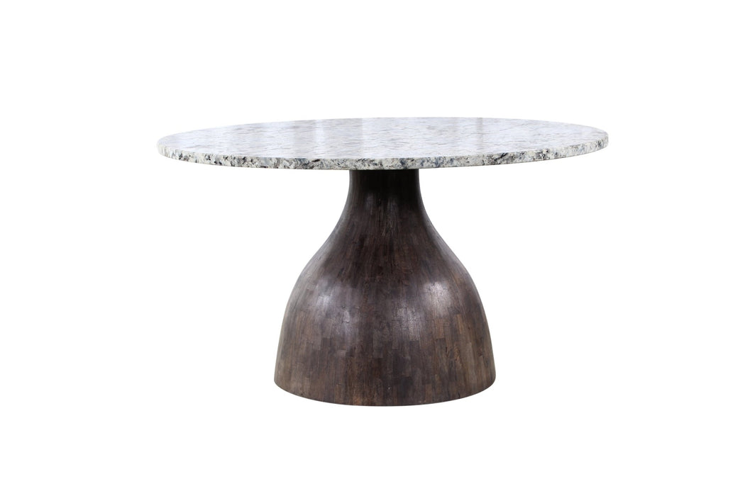 Fargo 54" Round Dining Table with Alaska White Marble and Blackwash Base - World Interiors