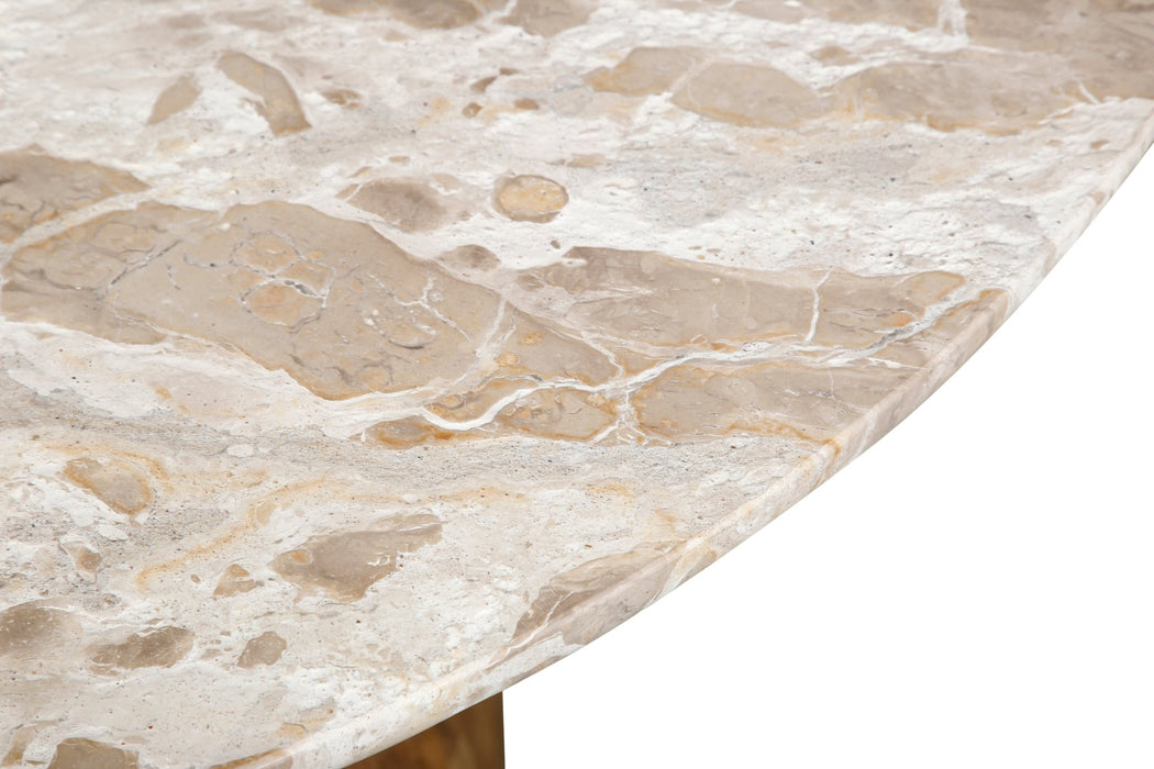 Fargo 54" Round Dining Table with Capri Beige Marble and Natural Base - World Interiors