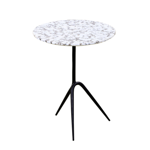 Glacier 18" Accent Table with Alaska White Marble - World Interiors