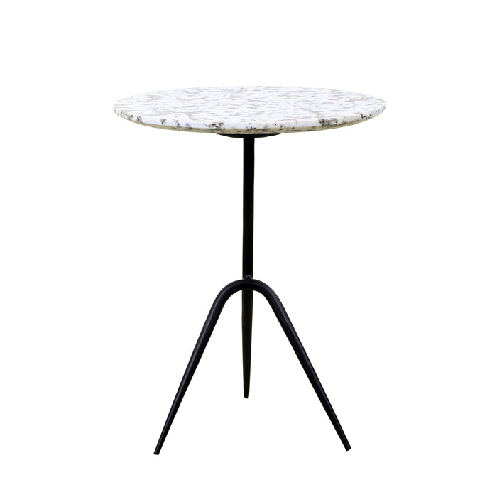 Glacier 18" Accent Table with Alaska White Marble - World Interiors