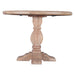 Pengrove 42-inch round dining table in light antique oak, made from solid mango wood, side view