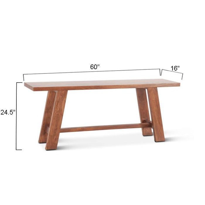 Stavenger 60" Acacia Wood Counter Bench in Cinnamon Brown - World Interiors