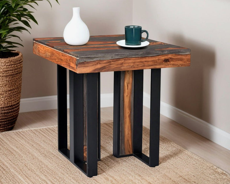 Summit 26" Modern End Table in Capri Sheesham - World Interiors