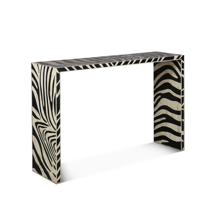 Alexandria 54" Modern Console Table with Zebra Bone Inlay - World Interiors