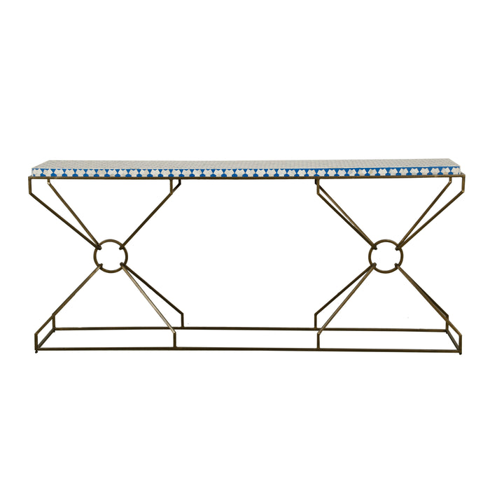 Alexandria 72" Modern Console Table with Bone Inlay and Brass - World Interiors