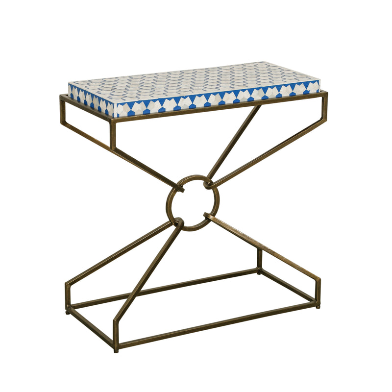 Alexandria 24" Modern Side Table with Bone Inlay and Brass - World Interiors