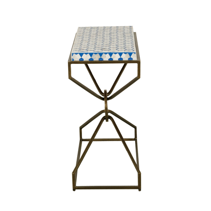 Alexandria 24" Modern Side Table with Bone Inlay and Brass - World Interiors
