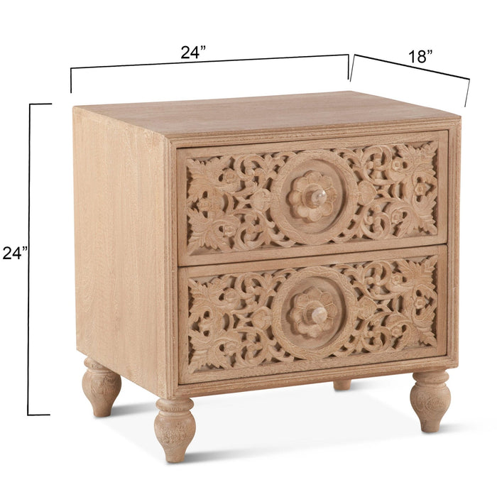 Haveli Traditional Handcarved Nightstand - World Interiors