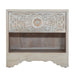 Haveli 26" Plinth Base Nightstand in Carved Heirloom White - World Interiors