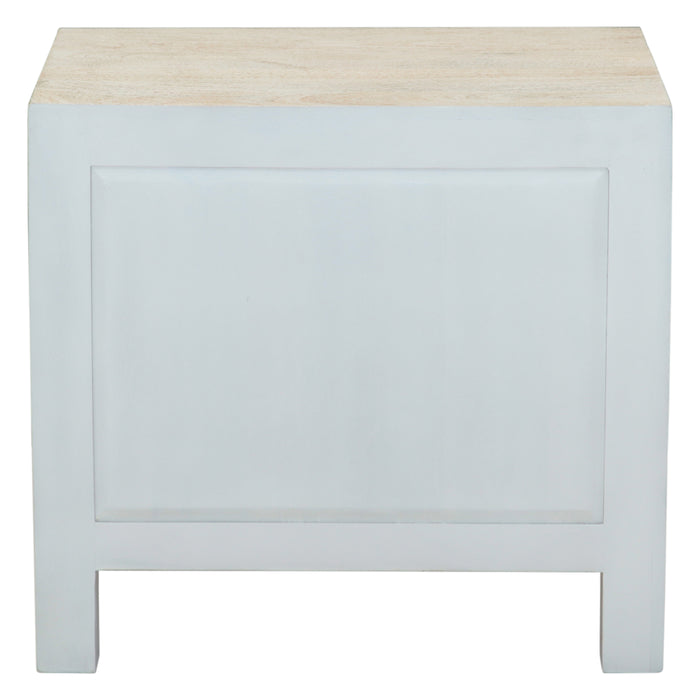 Haveli 26" Plinth Base Nightstand in Carved Heirloom White - World Interiors