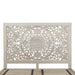 Haveli Queen Bed in Hand Carved Heirloom White - World Interiors