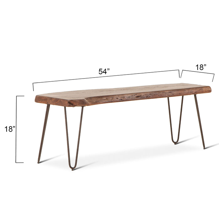 Grandby Mid - Century Modern Live Edge Bench - World Interiors