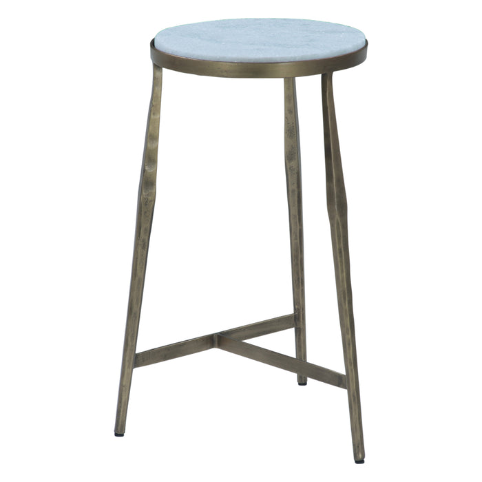 Sonoma Side Table in Antique Brass with White Marble Top