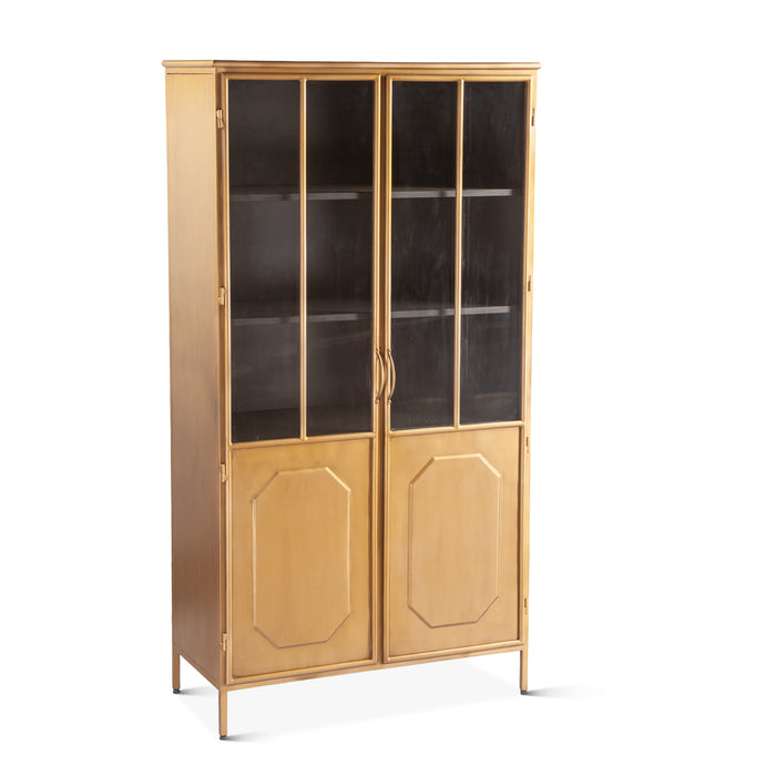 Del Oro 40" Iron and Glass Cabinet Antique Gold - World Interiors
