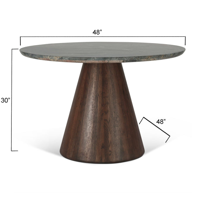 Caldera 48" Lava Marble Dining Table with Dark Oak Base - World Interiors