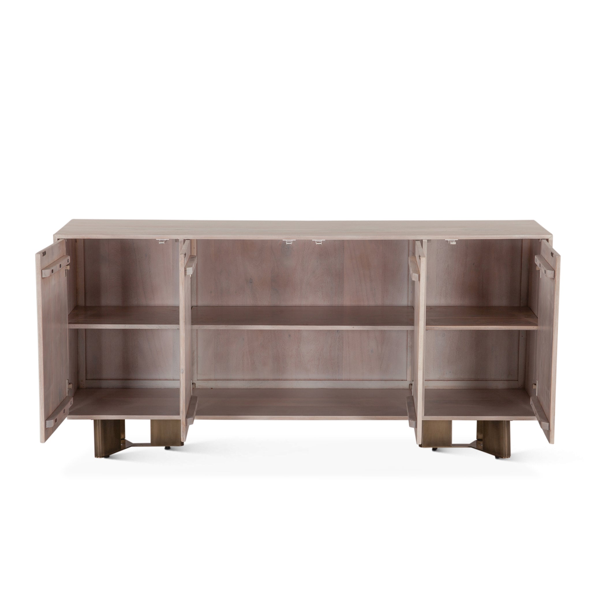 Havana 68" Whitewash Acacia Wood Sideboard with Iron Legs — World Interiors