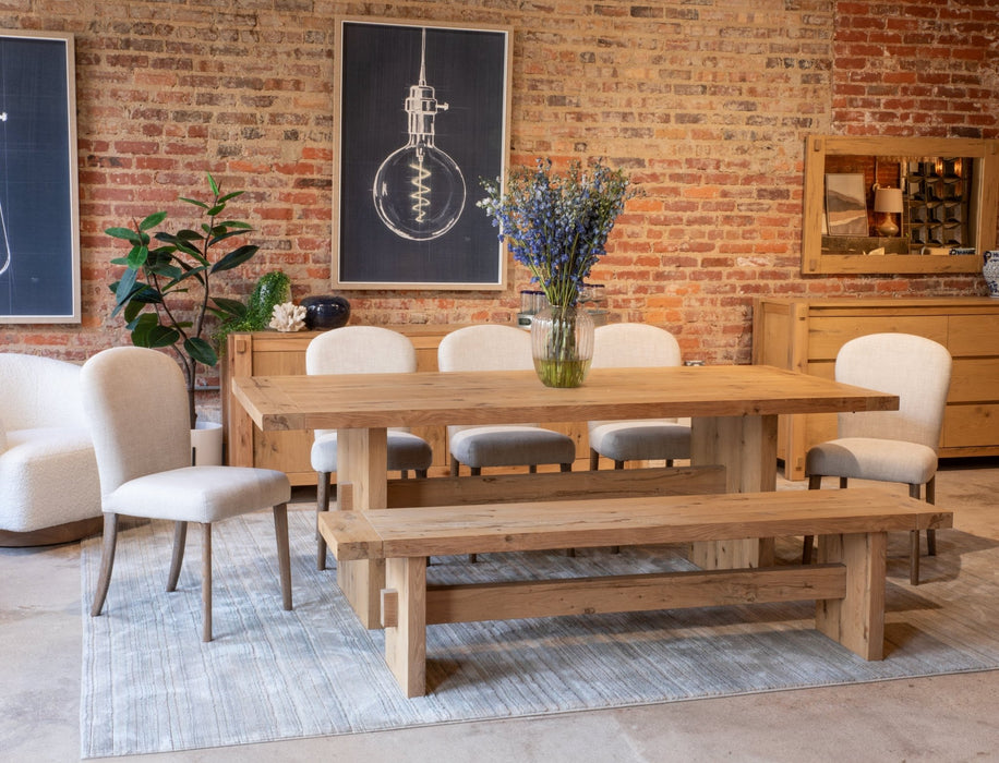 Alpine 85" Modern Dining Table in Distressed Oak - World Interiors