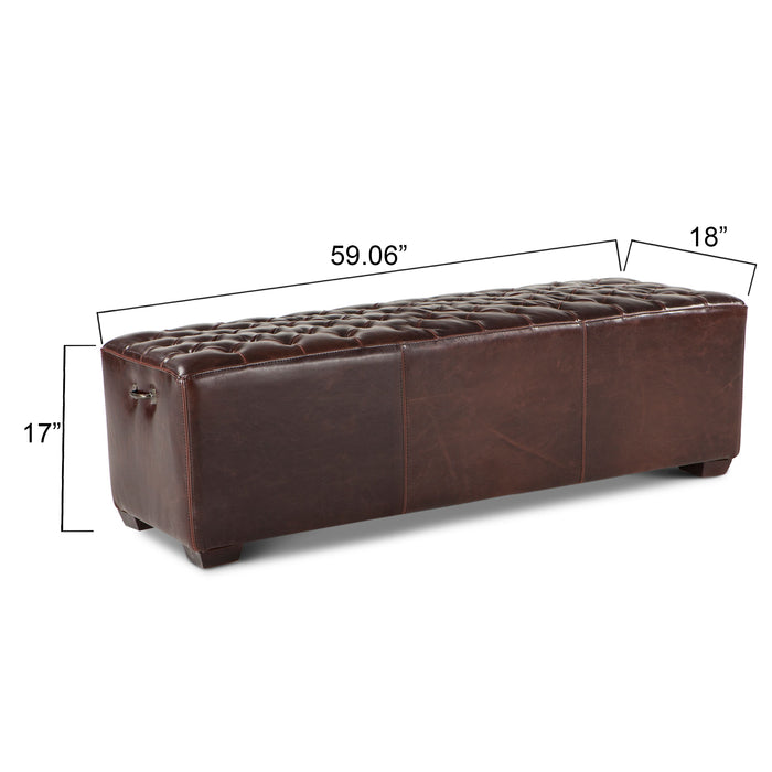 Arabella Mid - Century Leather Bench - World Interiors