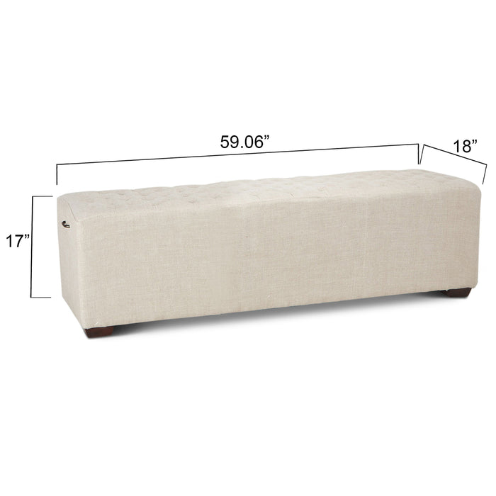 Arabella Mid - Century Linen Bench - World Interiors