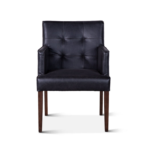 Avery 24" Modern Black Leather Arm Chair - World Interiors