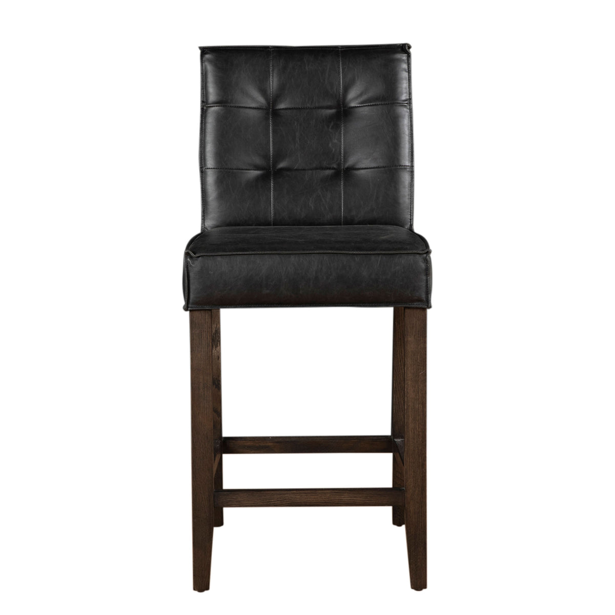 Aven Counter Chair in Black Leather