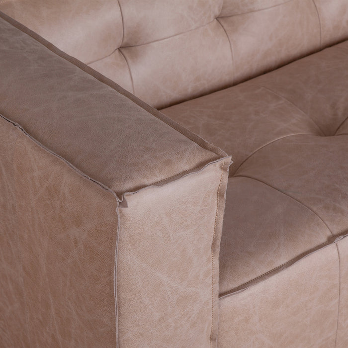 Portia Vintage Cream Top-Grain Leather Sofa - World Interiors