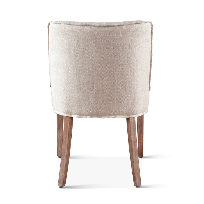 Avery Casual Off White Linen Dining Chair with Natural Legs - World Interiors