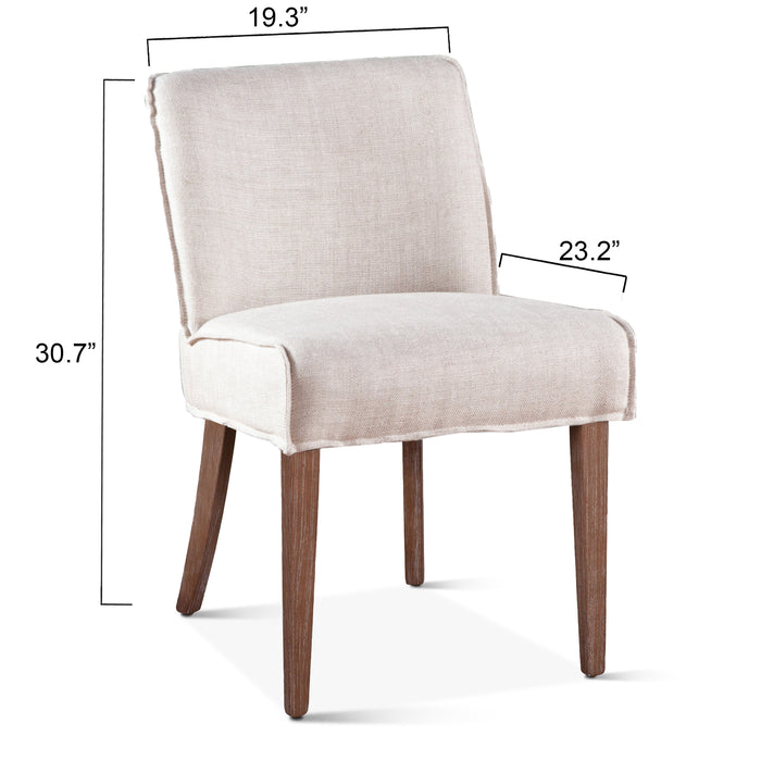 Avery Casual Off White Linen Dining Chair with Natural Legs - World Interiors