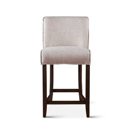 Avery Casual Linen Counter Chair with Dark Walnut Legs - World Interiors
