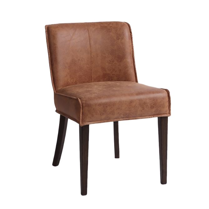 Avery Casual Vintage Tan Leather Dining Chair with Matte Brown Legs