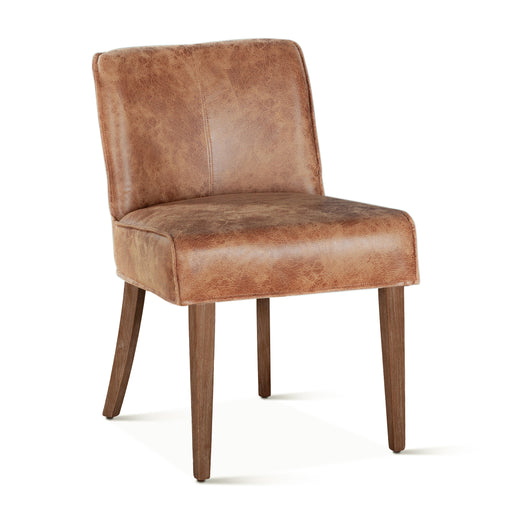 Avery Casual Vintage Tan Leather Dining Chair with Weathered Oak Legs - World Interiors