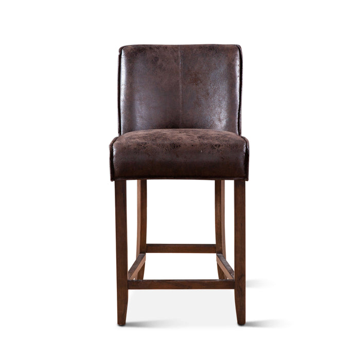 Avery Casual Dark Brown Leather Counter Chair with Matte Brown Legs - World Interiors