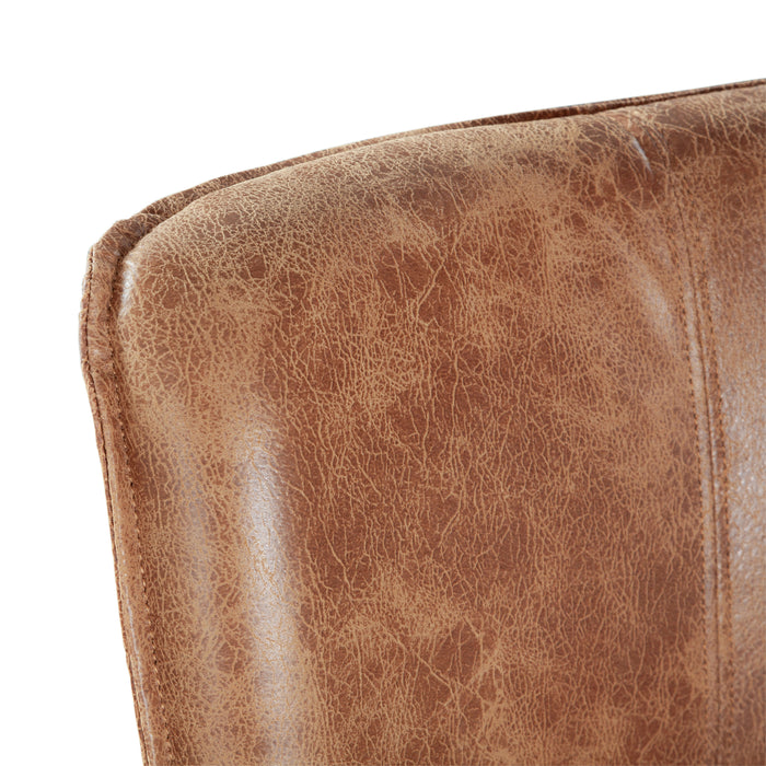 Avery Casual Vintage Tan Leather Counter Chair with Matte Brown Legs - World Interiors
